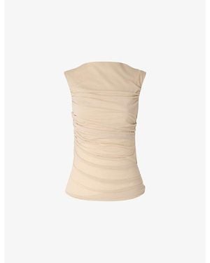 Soeur Irina Gathered-Detail Cotton-Blend Vest Top - Natural
