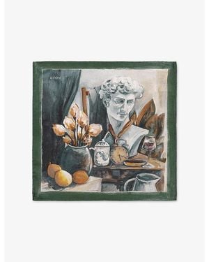 Eton Painting Silk Oxford Pocket Square - Green