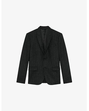 The Kooples Pinstriped Single-Breasted Wool-Blend Blazer - Black