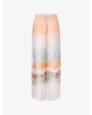 Zimmermann Relaxed-Fit Tie-Dye Silk Pants - White