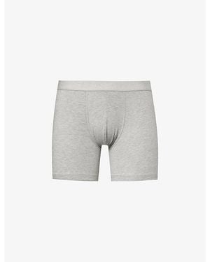 Sunspel Elasticated-Waistband Stretch-Cotton Trunks - Grey