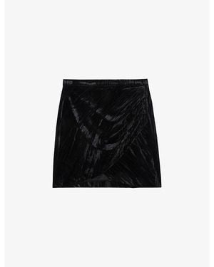 Zadig & Voltaire Judelle Tulip-Hem Stretch-Velvet Mini Skirt - Black
