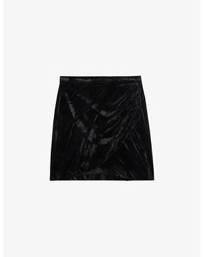 Zadig & Voltaire Judelle Tulip-Hem Stretch-Velvet Mini Skirt - Black