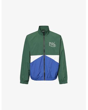 Palmes Graphic-Print Colour-Block Shell Jacket - Green