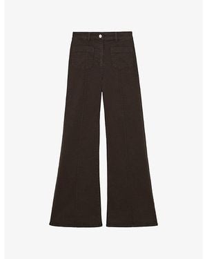 Reiss Sakura Patch-Pocket Flared-Leg Stretch-Denim Jeans - Black