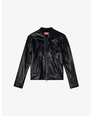 DIESEL L-Krixy Brand-Embossed Regular-Fit Leather Jacket - Black