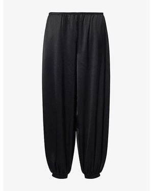 Reformation Aven Balloon-Leg Satin Pants - Black