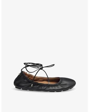 BOSS Tie-String Leather Ballet Flats - Black