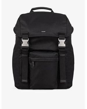 Sandro Logo-Plaque Woven Backpack - Black