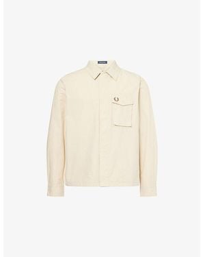 Fred Perry Embroidered-Logo Flap-Pocket Cotton Shirt - Natural