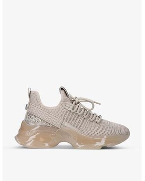 Steve Madden Maxilla-R Rhinestone-Embellished Knitted Sneakers - Natural