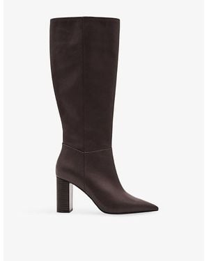 Reiss Bianca Heeled Leather Knee-High Boots - Brown