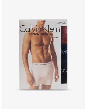 Calvin Klein Cotton Stretch Mid-Rise Pack Of Three Cotton-Blend Stretch-Jersey Boxers - Multicolour