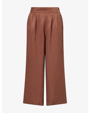Kayanee City Wide-Leg Linen-Blend Trousers - Brown