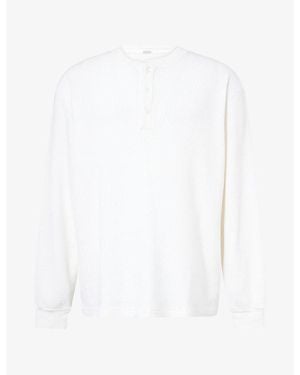 A.PRESSE Henley Waffle-Knit Cotton And Cashmere-Blend Top - White
