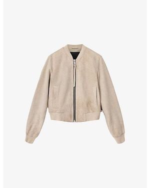 AllSaints Orten Suede Bomber Jacket - Natural