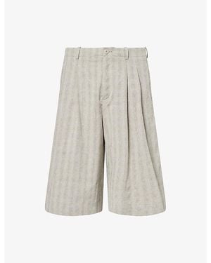 Our Legacy Split Wide-Leg Cotton And Linen-Blend Shorts - Grey
