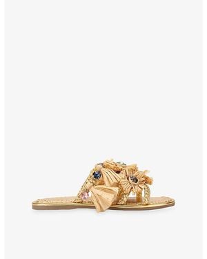 KG by Kurt Geiger Roxie Leather And Raffia Sandals - Natural