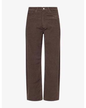 FRAME The Baggy Wide-Leg Cotton Trousers - Brown