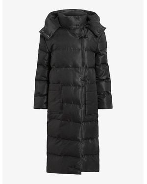 AllSaints Allana Funnel-Neck Hooded Shell Puffer Jacket - Black