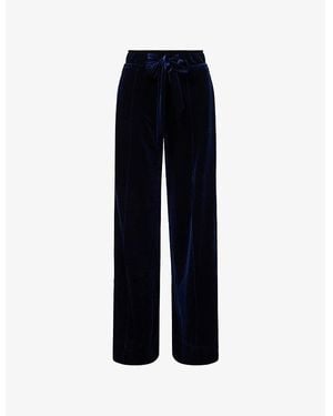 ME+EM Fluid Velour Wide-Leg Stretch-Woven Track Pants - Blue
