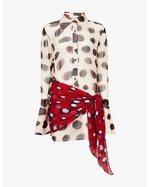 Rat & Boa Nilah Printed Sheer Shirt Dress - Red