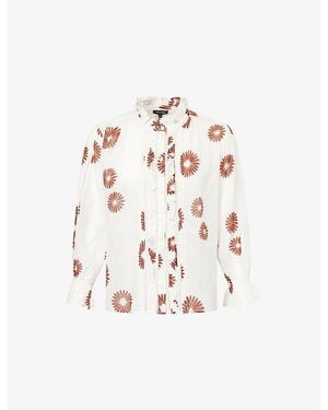 ME+EM Daisy-Print Cotton Blouse - White