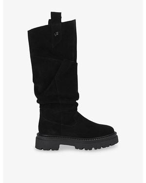 Steve Madden Kiona High-Leg Flat Suede Boots - Black