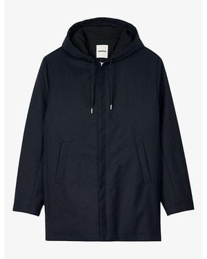 Sandro Hooded Padded Wool-Blend Parka Coat - Blue