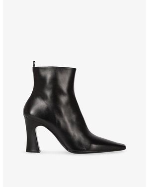 The Kooples Pointed-Toe Leather Heeled Ankle Boots - Black
