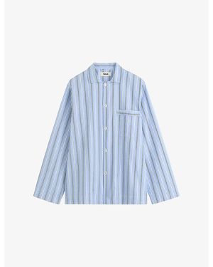 Tekla Striped Cotton-Poplin Pyjama Shirt - Blue