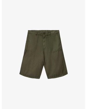 AllSaints Echo Patch-Pocket Cotton And Linen Shorts - Green