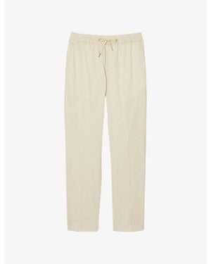 Sandro Tapered Drawstring-Waist Stretch-Cotton Blend Trousers - Natural