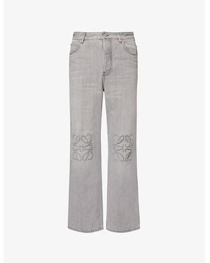 Loewe Melange Anagram-Embroidered Baggy-Fit Denim Jeans - Grey