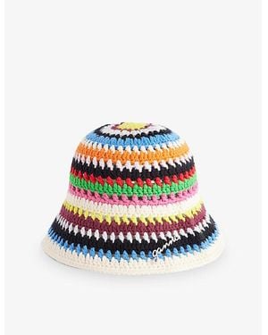 Ganni Crochet Cotton Bucket Hat - White