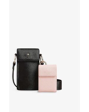 Ted Baker Shamih Heart-stud Faux-leather Pouch And Card Holder - Black