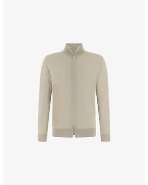 BOGGI Superfine Wool Knit Full-Zip Sweater - Natural