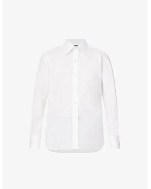 Tom Ford Straight-Yoke Spread-Collar Slim-Fit Cotton-Poplin Shirt - White