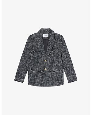 LK Bennett Finch Tweed-Textured Cotton-Blend Blazer - Blue