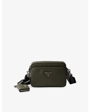 Prada Brand-Plaque Saffiano Leather Shoulder Bag - Green