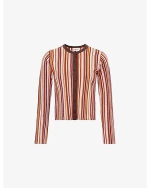ME+EM Textured-Stripe Knitted Cardigan
