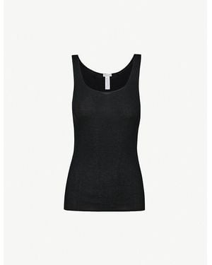 Hanro Seamless Cotton Vest Top - Black