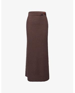 4th & Reckless Orilla Cotton-Blend Knitted Maxi Skirt - Brown
