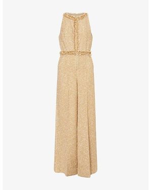 ME+EM The Event Ready Metallic Tweed Jumpsuit - Natural
