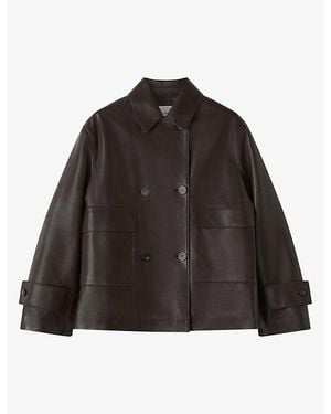 JOSEPH Delia Collared Relaxed-Fit Nappa-Leather Jacket - Black