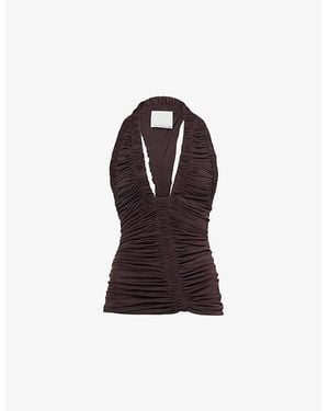 Christopher Esber Orion Draped Woven Top - Purple
