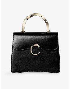 Cartier Panthère C Small Leather Top-Handle Bag - Black