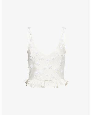 Sister Jane Forget Me Not Embellished Woven Top - White