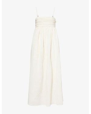 Dissh Casey Crinkled Cotton-Blend Maxi Dress - White