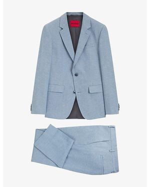 HUGO Slim-Fit Single-Breasted Wool-Blend Suit - Blue